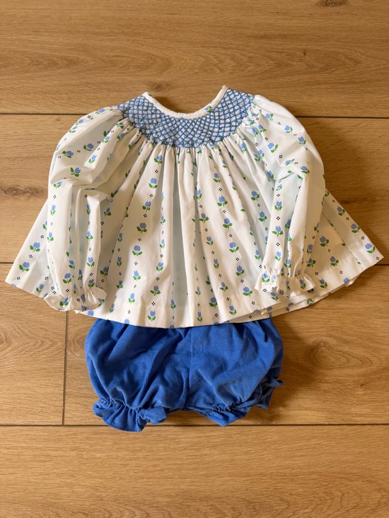 The Beaufort Bonnet Company Other - The Beaufort Bonnet Company White Top with Blue & Green Floral Print